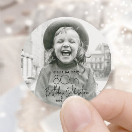 Sticker Rond TYPOGRAPHIE Chic et Élégante pour Fête d'Anniversa