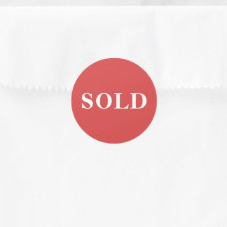 Sticker Rond Typographie classique rouge corail sur mesure vend