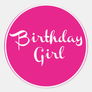 Sticker Rond Typographie de fille d'anniversaire
