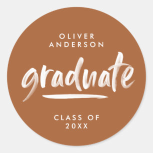 Sticker Rond Typographie de script moderne graduation en terre 