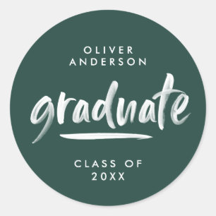 Sticker Rond Typographie de script moderne graduation verte