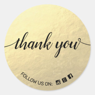 Sticker Rond Typographie de script or Social Media Icon Merci