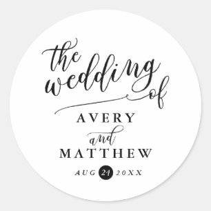 Sticker Rond Typographie de script simple   MARIAGE