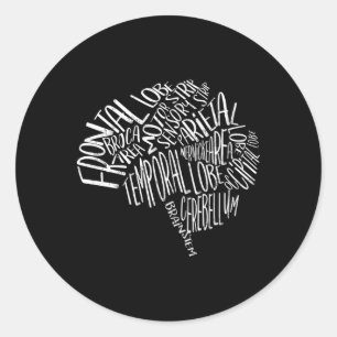 Sticker Rond Typographie du cerveau Neurologue infirmière infir