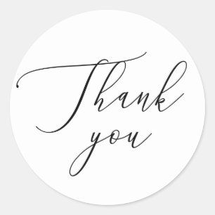 Sticker Rond Typographie Épurée Merci de Mariage Minimaliste