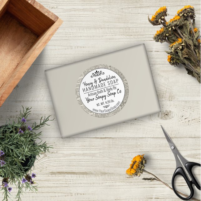 Sticker Rond Typographie moderne Page du dictionnaire de savon  (Créateur téléchargé)