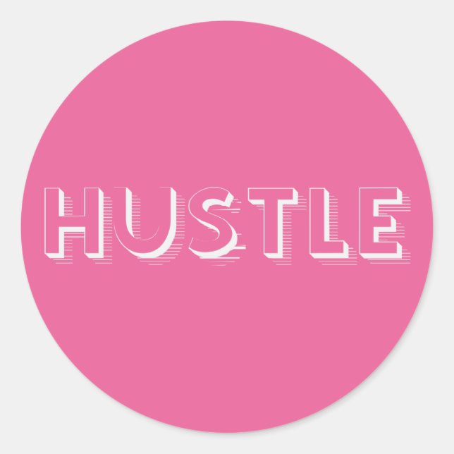 Sticker Rond Typographie moderne White Hustle (Devant)