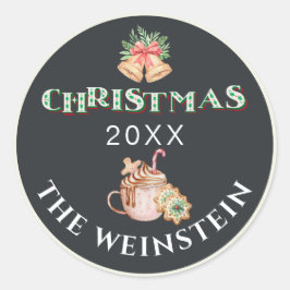 Sticker Rond Typographie Noël Fête Favoriser