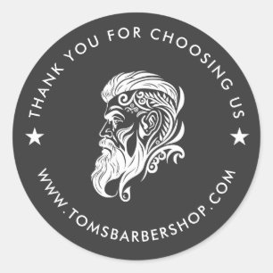 Sticker Rond Typographie noir blanc personnalisé Logo cheveux b