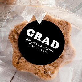 Sticker Rond Typographie noir et blanc