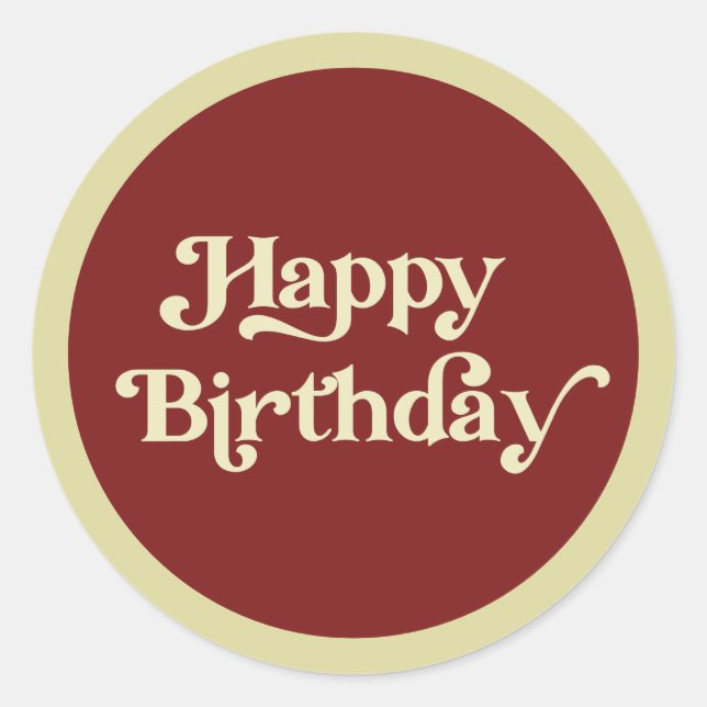 Sticker Rond Typographie Rétro Élégante Joyeux Anniversaire (Devant)