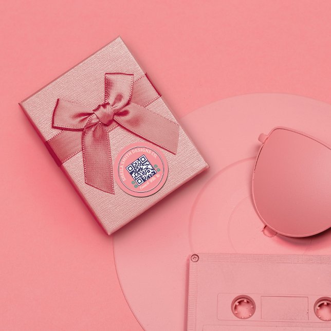 Sticker Rond Typographie rétro Entreprise Médias sociaux Code Q (Créateur téléchargé)