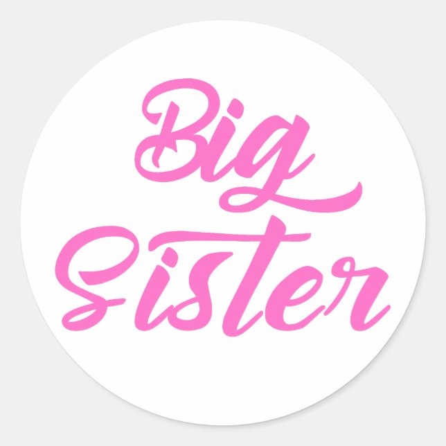 Sticker Rond Typographie rose Grande Soeur (Devant)