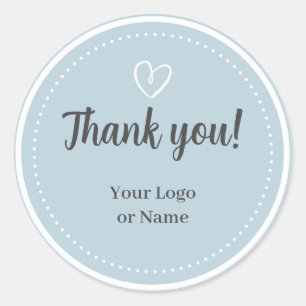 Sticker Rond Typographie simple Merci minimaliste Bleu Clair