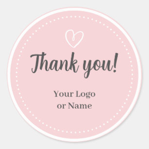Sticker Rond Typographie simple Minimaliste Rose Pâle Merci