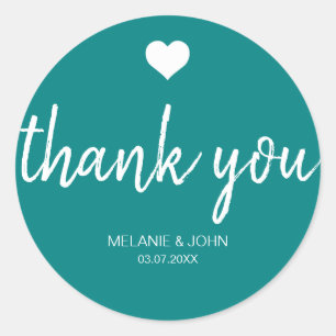 Sticker Rond Typographie Turquoise moderne Mariage minimal