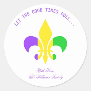 Sticker Rond Typographie violette Mardi Gras