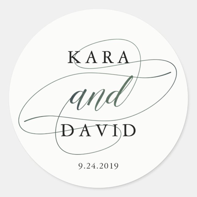 Sticker Rond Typologie élégante | Mariage vert profond (Devant)