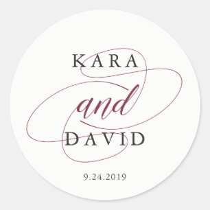 Sticker Rond Typologie élégante   Marsala Mariage
