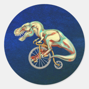 Sticker Rond Tyrannosaurus à vélo