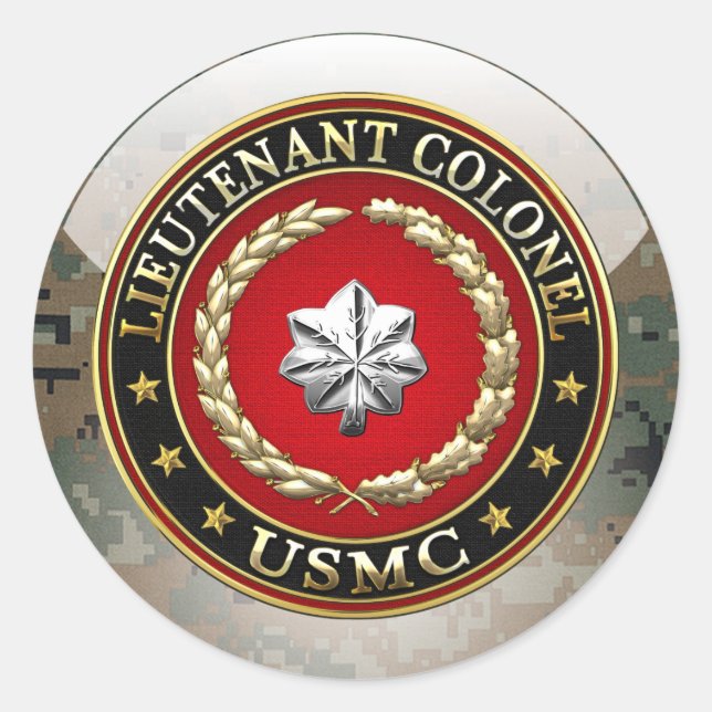 Sticker Rond U.S. Marines : Lieutenant-colonel (USMC LtCol) [3D (Devant)