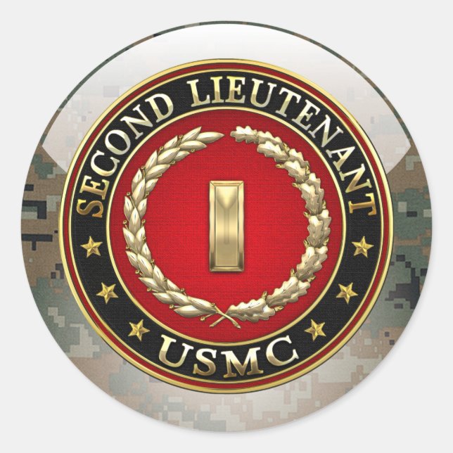 Sticker Rond U.S. Marines: second lieutenant (USMC 2ndLt) [3D] (Devant)