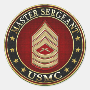 Sticker Rond U.S. Marines : Sergent maître (usmc MSgt) [3D]