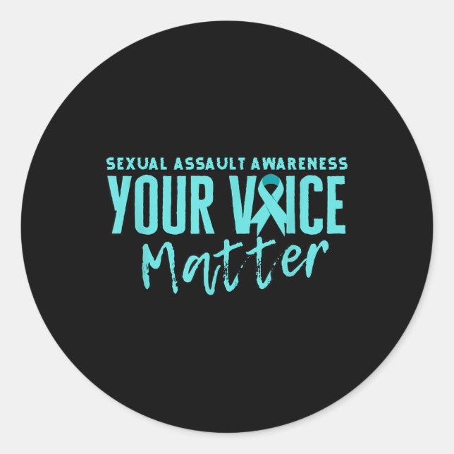 Sticker Rond Ual Ault Awareness 2025 Ruban Turquoise Votre Voix (Devant)