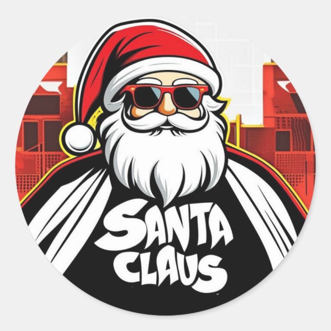 Sticker Rond Ubran Père Noël 6 (Devant)