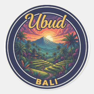 Sticker Rond Ubud Bali Indonésie Voyage