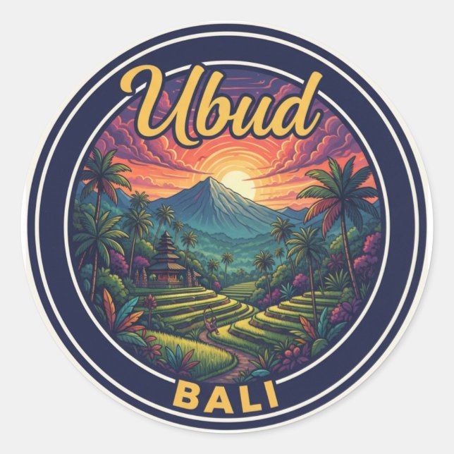 Sticker Rond Ubud Bali Indonésie Voyage (Devant)