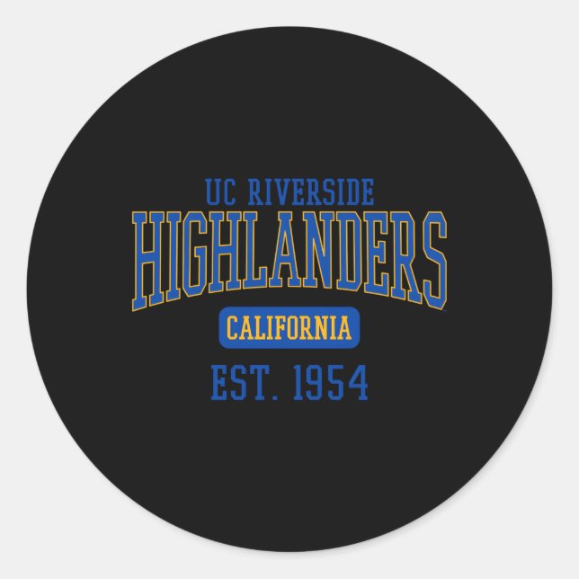 Sticker Rond Uc Riverside Highlanders Date Est (Devant)