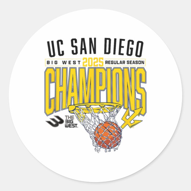 Sticker Rond Uc San Diego Tretons 2025 Regular Season Basketbal (Devant)