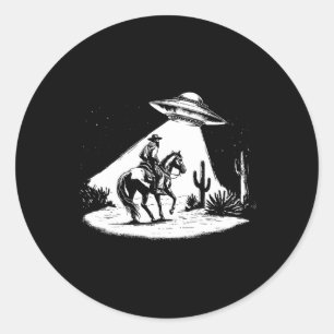 Sticker Rond Ufo Howdy Alien Cowboy Costume Halloween Ufo Weste