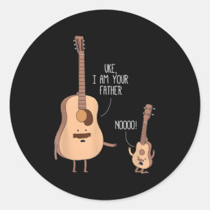 Sticker Rond Uke Je Suis Ton Père Musique Guitare