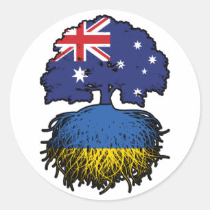 Sticker Rond Ukraine Australian Australie racine d'arbre