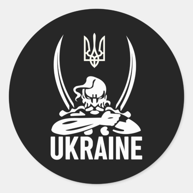 Sticker Rond Ukraine Chanteuse patriotique Emblem Kozak (Devant)