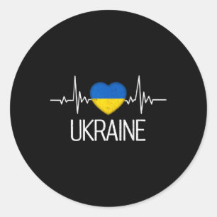Sticker Rond Ukraine Drapeau Ukrainien Zelensky Tryzub Militair