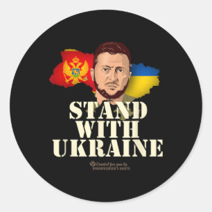 Sticker Rond Ukraine Monténégro Volodymyr Zelensky Soutenez l'U