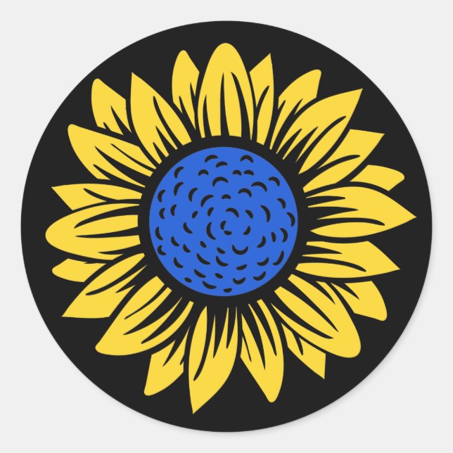 Sticker Rond Ukraine Sunflower Solidarité ukrainienne (Devant)