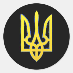 Sticker Rond Ukraine Trident Tryzub Patriotique militaire