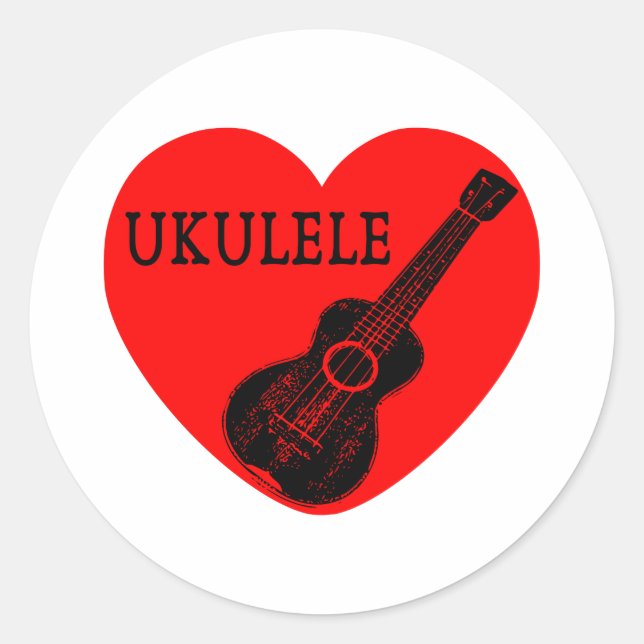 Sticker Rond Ukulele Love (Devant)