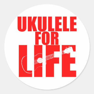 Sticker Rond Ukulele rouge