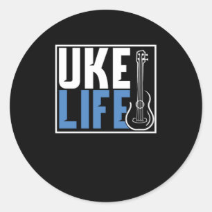 Sticker Rond Ukulele Uke Guitare Musique Guitariste Cadeau Acou