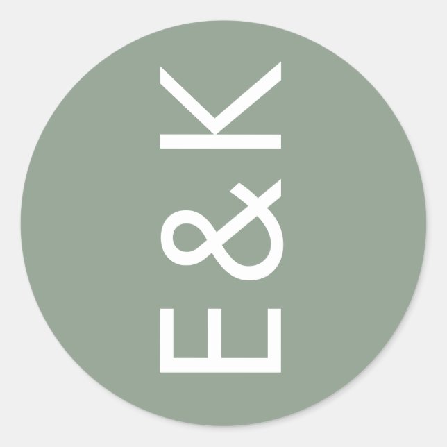 Sticker Rond Ultra Moderne Sage Green Monogramme Simple Mariage (Devant)