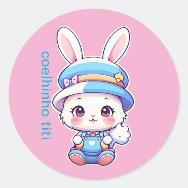 Sticker Rond Um coelho de desenho animado (Devant)