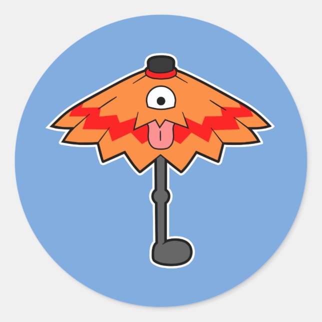 Sticker Rond Umbrella Yokai - Monster japonais Kasa-obake (Devant)