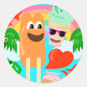Sticker Rond Un Amour D'Été Si Sympa !