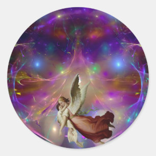 Sticker Rond Un ange attend