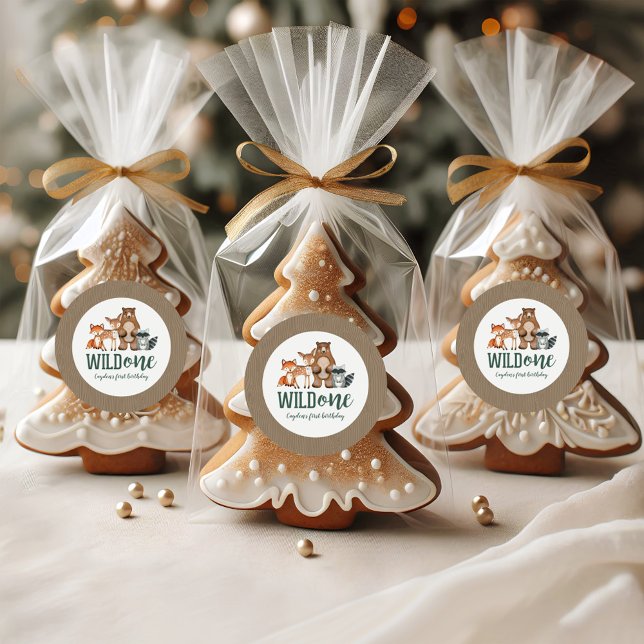 Sticker Rond Un animal sauvage de forêt premier anniversaire (Créateur téléchargé)